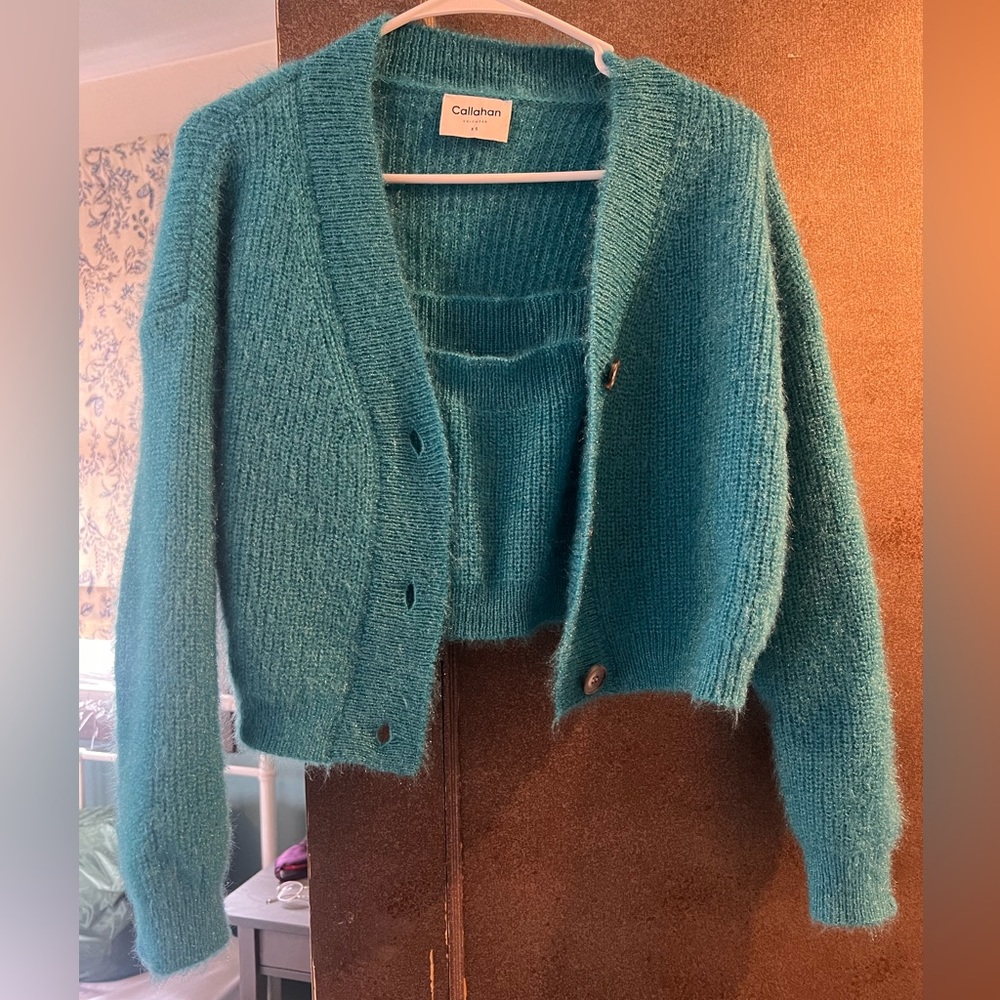 3 piece Callahan cardigan tank skirt set